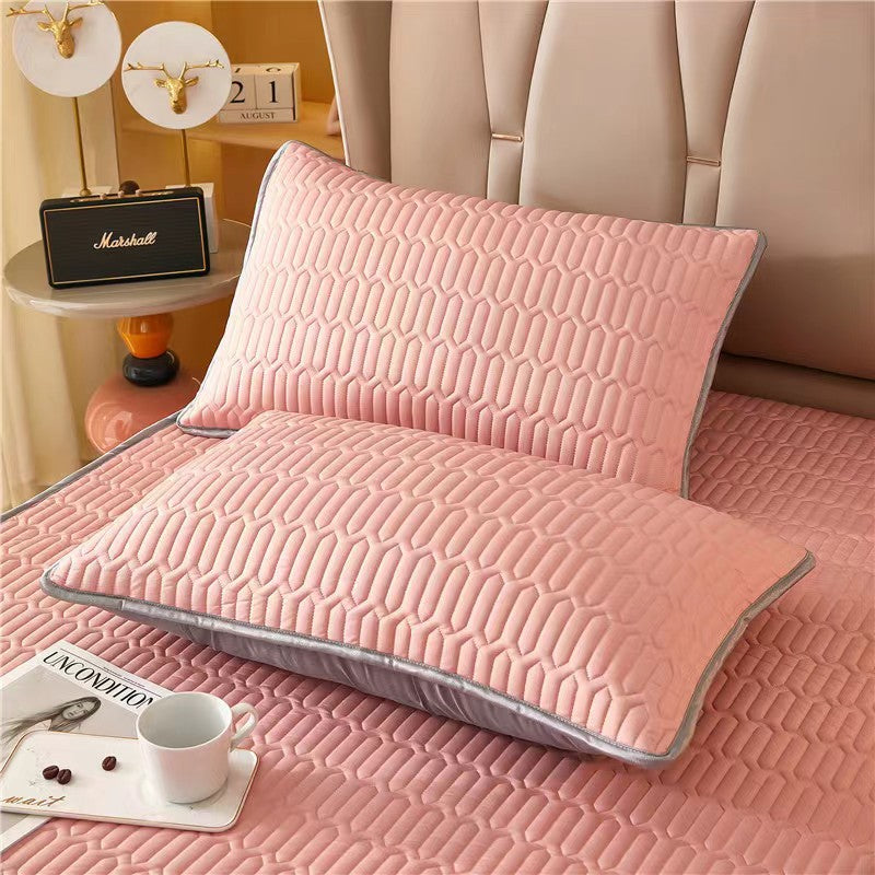 Pink Cooling latex texture Pillowcase Set - Latex Feeling, Solid Color, 48x74cm Pair