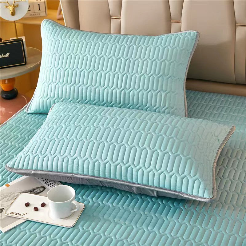Mint Blue Cooling latex texture Pillowcase Set - Latex Feeling, Solid Color, 48x74cm Pair