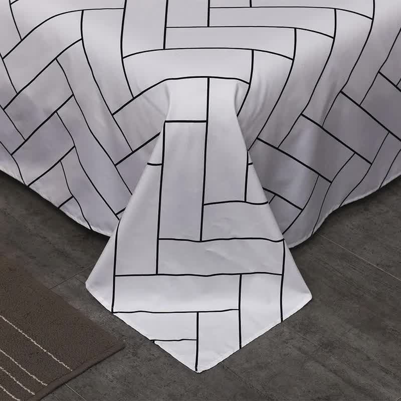 Face Line Graffiti Pattern 3-Piece Polyester Duvet Cover Set with 2 Pcs Pillowcases - Elegant Bedding, Machine Washable, 173x230cm Duvet + 51x76cm Pillowcases