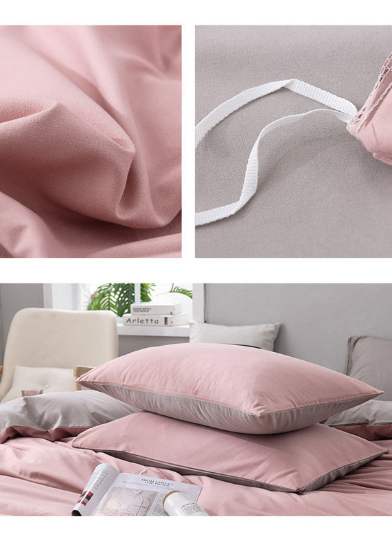 Gray And Blue Stitching Ultra-Soft Solid Color 4-Piece Bedding Set - Queen SizeSuitable for 2m bed