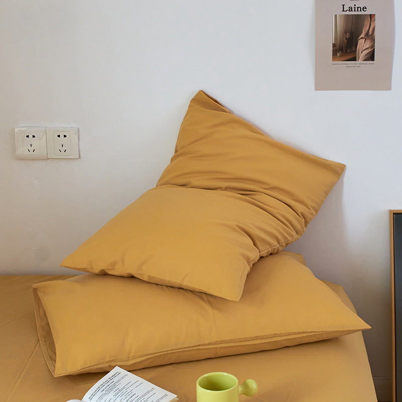 Yellow 100% Cotton Pillowcase Set - Envelope Closurewithout pillow core