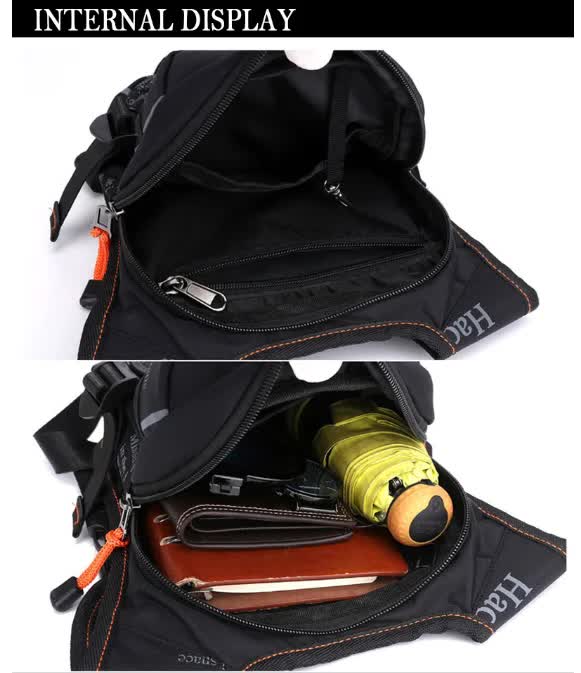 Black Rugged Polyester Waist Pack - Stylish, Multi-Compartment Crossbody Bag for Outdoor Adventures