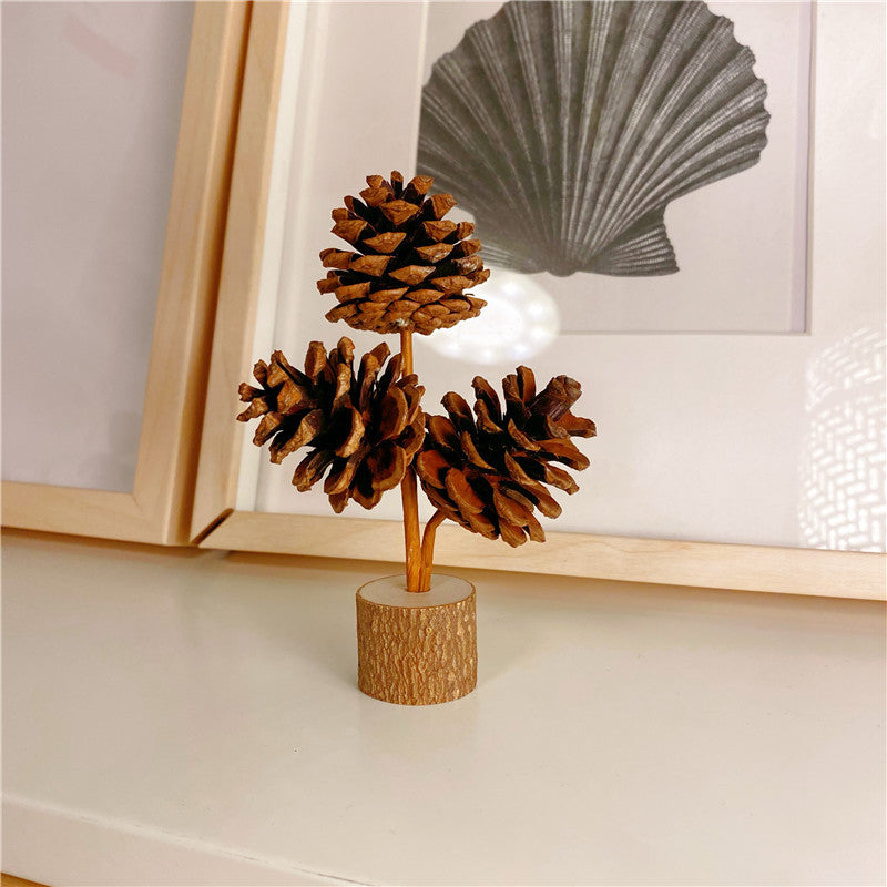 Brown Rustic Forest-Style Pinecone Desktop Decoration - Elegant 10-12cm Synthetic Resin Craft