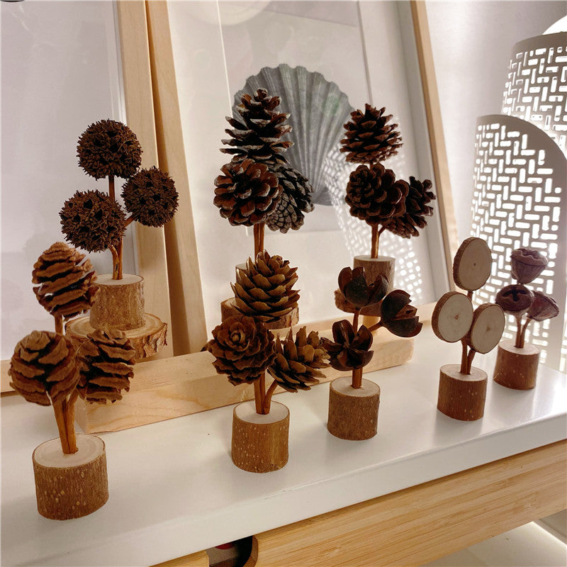 Brown Rustic Forest-Style Pinecone Desktop Decoration - Elegant 10-12cm Synthetic Resin Craft