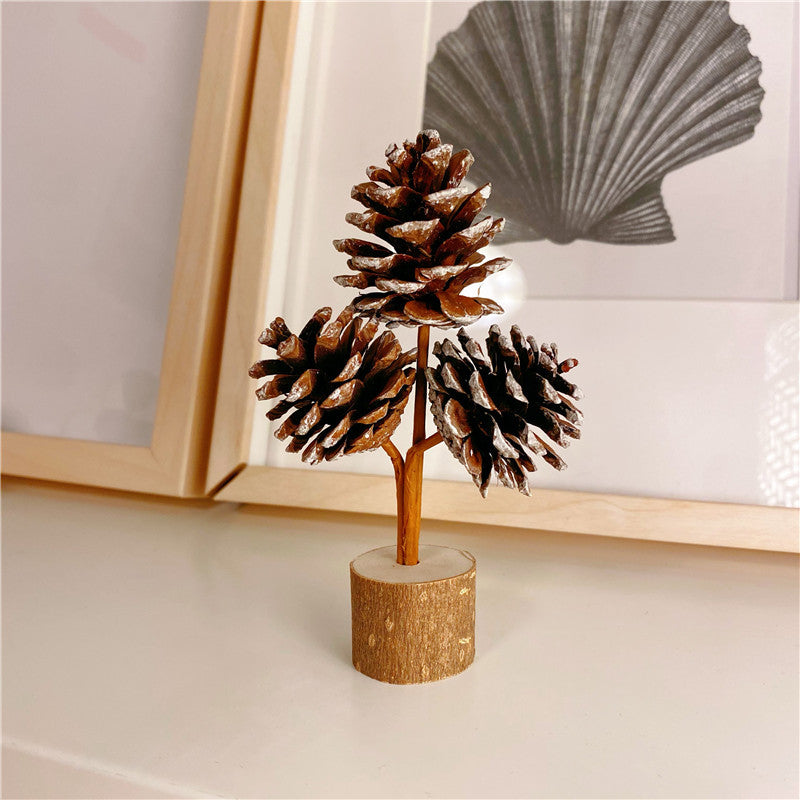 Brown Rustic Forest-Style White Frost Pine Cone Ornaments - Elegant 10-12cm Synthetic Resin Craft