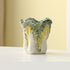 2 Pcs Dark Green Premium Ceramic Cabbage Makeup Brush Holder - Elegant 10.5cm High-End Desktop Organizer