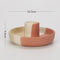2 Pcs Yellow, White And Orange Stitching Oval Bottom Nordic Ceramic Candle Holder with Jewelry Dish - Elegant Minimalist Home Decor Piece