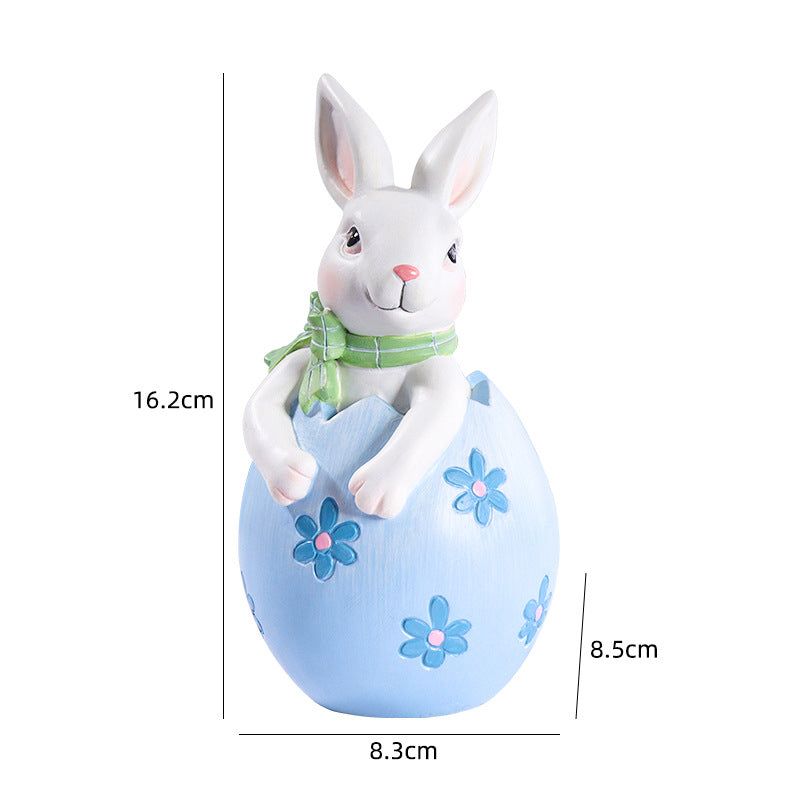 Blue Easter Rabbit Egg Resin Decoration - Charming Festive Gift for Kids' Rooms and Holidays