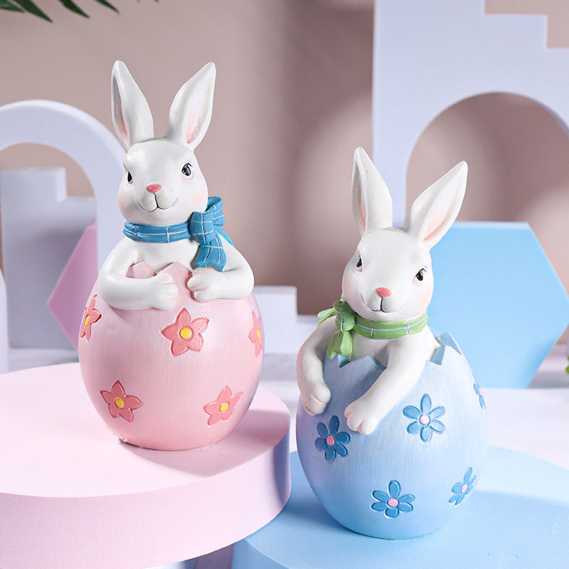 Blue Easter Rabbit Egg Resin Decoration - Charming Festive Gift for Kids' Rooms and Holidays