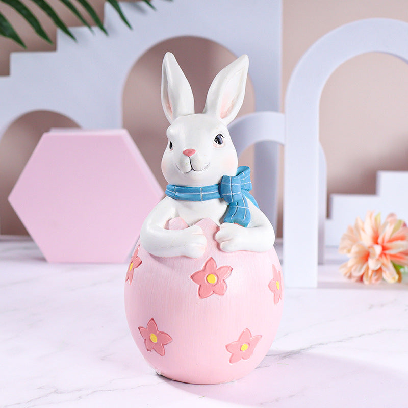 Pink Easter Rabbit Egg Resin Decoration - Charming Festive Gift for Kids' Rooms and Holidays