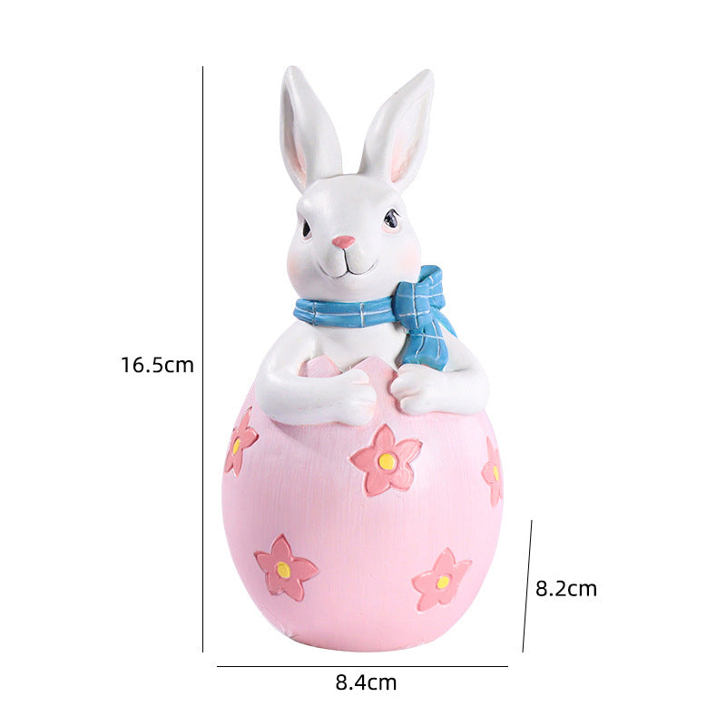 Pink Easter Rabbit Egg Resin Decoration - Charming Festive Gift for Kids' Rooms and Holidays