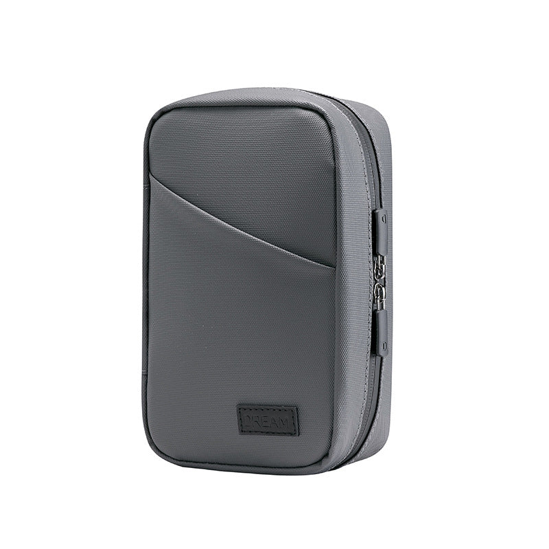 Grey Premium PU Leather Multi-Functional Travel Cable Organizer - Waterproof Digital Storage Pouch