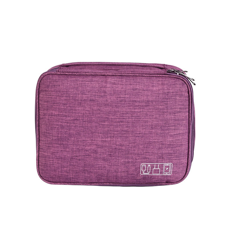 Purple Durable Three-Layer Earphone & Digital Organizer - Waterproof Cosmetic & Cable Storage PouchPhotography props not included, only the bag