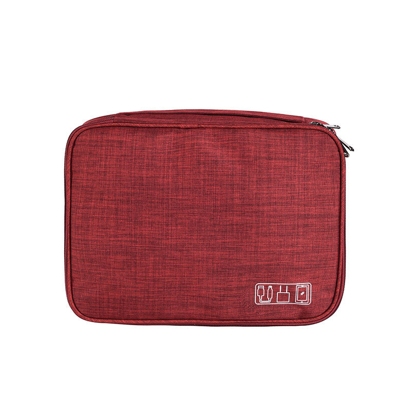 Red Durable Three-Layer Earphone & Digital Organizer - Waterproof Cosmetic & Cable Storage PouchPhotography props not included, only the bag