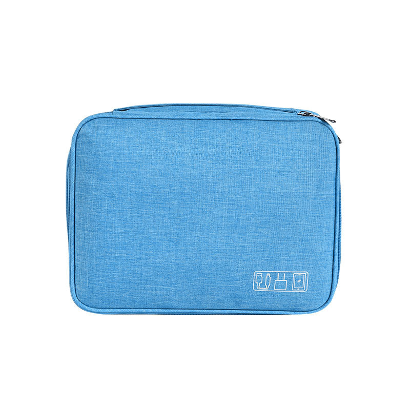 Light Blue Durable Three-Layer Earphone & Digital Organizer - Waterproof Cosmetic & Cable Storage PouchPhotography props not included, only the bag