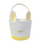 Yellow And White Stitching Charming Easter Egg Tote Basket - Cute Rabbit-Themed Handwoven Cotton Rope Candy Holder