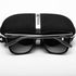 Black Frame + Black Temples + Gray Lenses Unisex Aluminum-Magnesium Square Polarized Sunglasses - Stylish UV-Protective Driving Glasses with Case