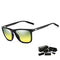 Black Frame + Black Temples + Yellow Lenses Unisex Aluminum-Magnesium Square Polarized Sunglasses - Stylish UV-Protective Driving Glasses with Case