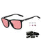 Black Frame + Black Temples + Photochromic Red Lenses Unisex Aluminum-Magnesium Square Polarized Sunglasses - Stylish UV-Protective Driving Glasses with Case