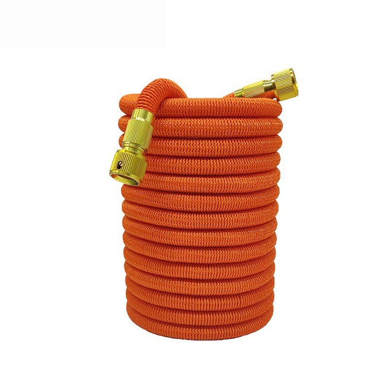 25FT Orange Expandable Garden Hose without Spray Gun - High-Pressure TPE Watering & Car Wash Tool