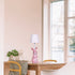 Pink Bunny White Lampshade Adorable Rabbit Resin Table Lamp - 3-Color LED, USB Rechargeable, Touch Dimming