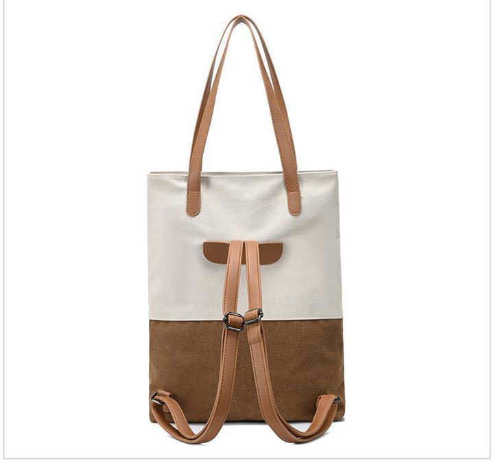 Black And Brown Canvas Tote Bag for Women - Multi-Use Shoulder Handbag & Backpack, Large Capacity, 30x10x40cm