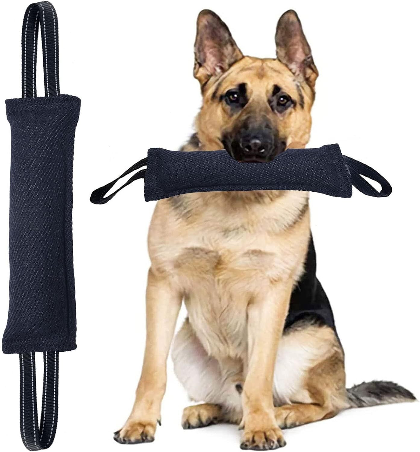 Black Durable 2-Pack Tug-of-War Dog Training Toy - Tear-Resistant, Safe & Interactive for All Breeds