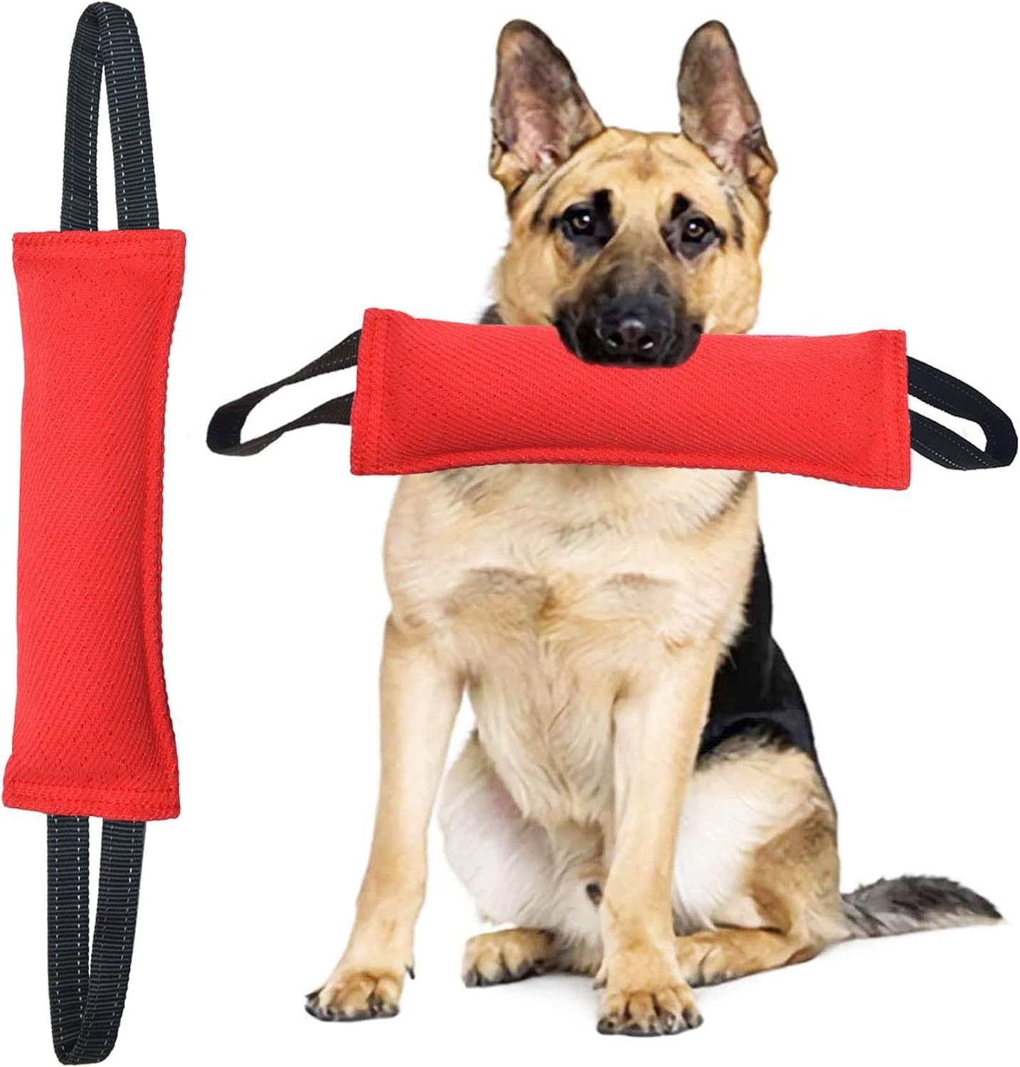 Red Durable 2-Pack Tug-of-War Dog Training Toy - Tear-Resistant, Safe & Interactive for All Breeds