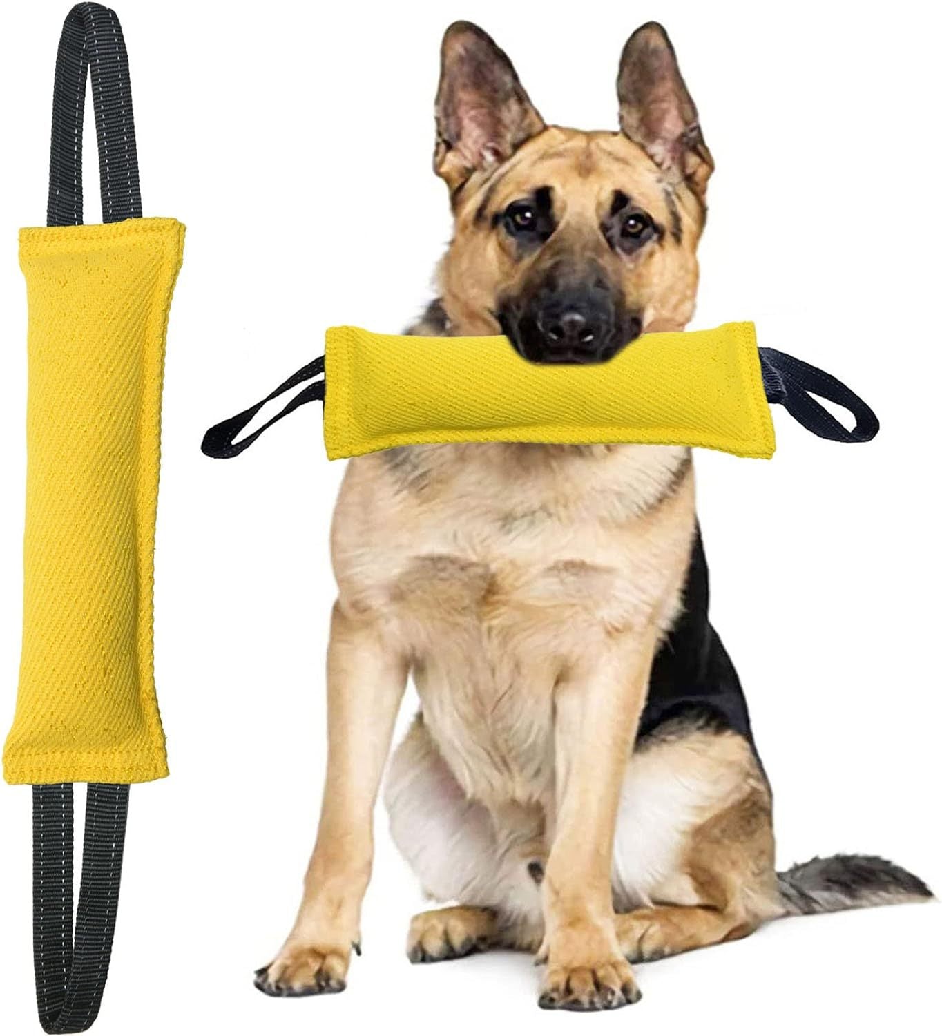 Yellow Durable 2-Pack Tug-of-War Dog Training Toy - Tear-Resistant, Safe & Interactive for All Breeds