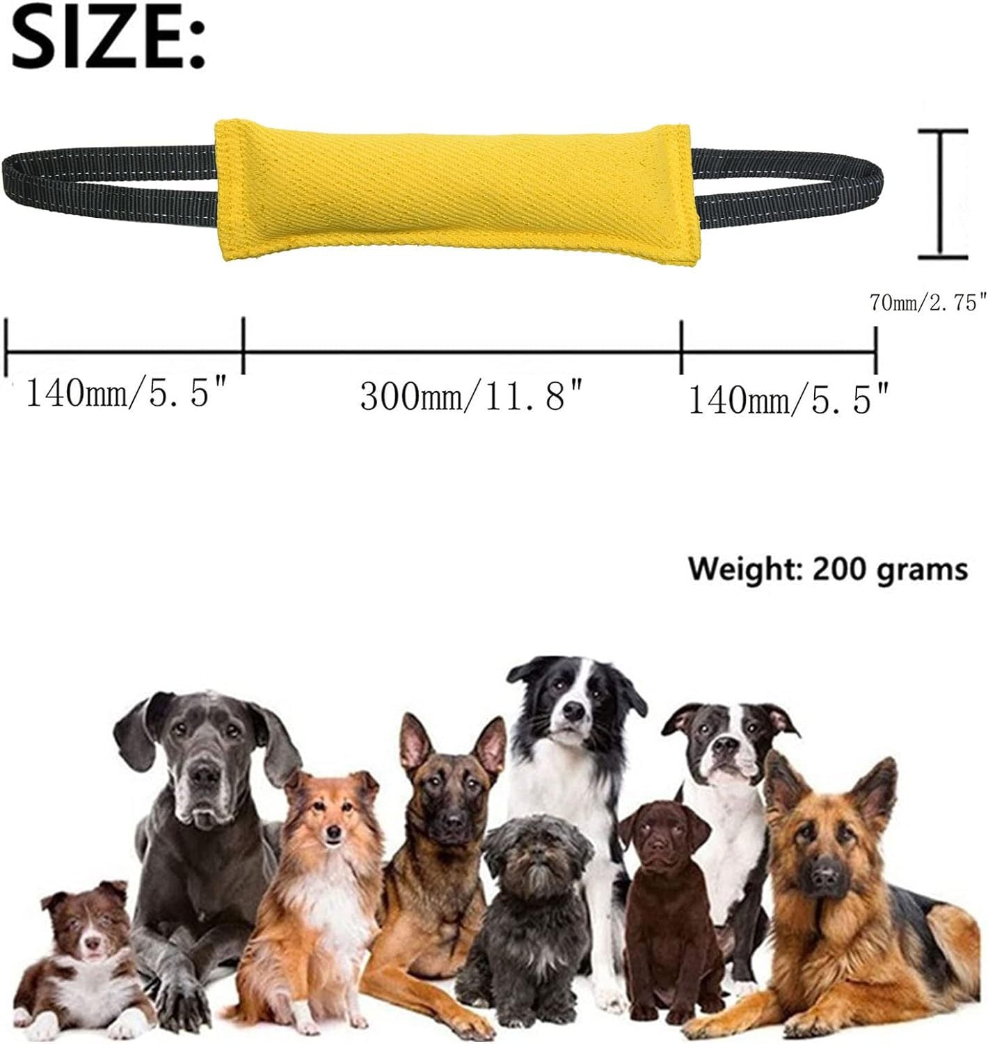 Yellow Durable 2-Pack Tug-of-War Dog Training Toy - Tear-Resistant, Safe & Interactive for All Breeds