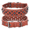 Size L Brown 1 pack Stylish PU Leather Dog Collar with Spikes - Adjustable, Durable & Comfortable for Medium to Large Breeds
