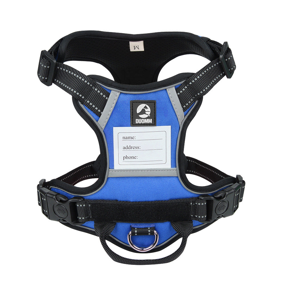 Size M Blue Reflective No-Pull Dog Harness - Adjustable & Durable for Large Breeds, Anti-Escape Design