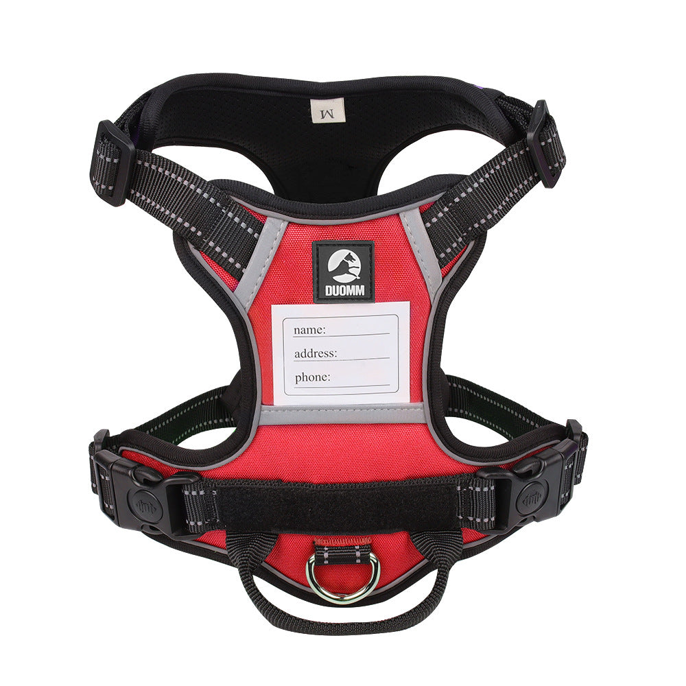 Size L Red Reflective No-Pull Dog Harness - Adjustable & Durable for Large Breeds, Anti-Escape Design