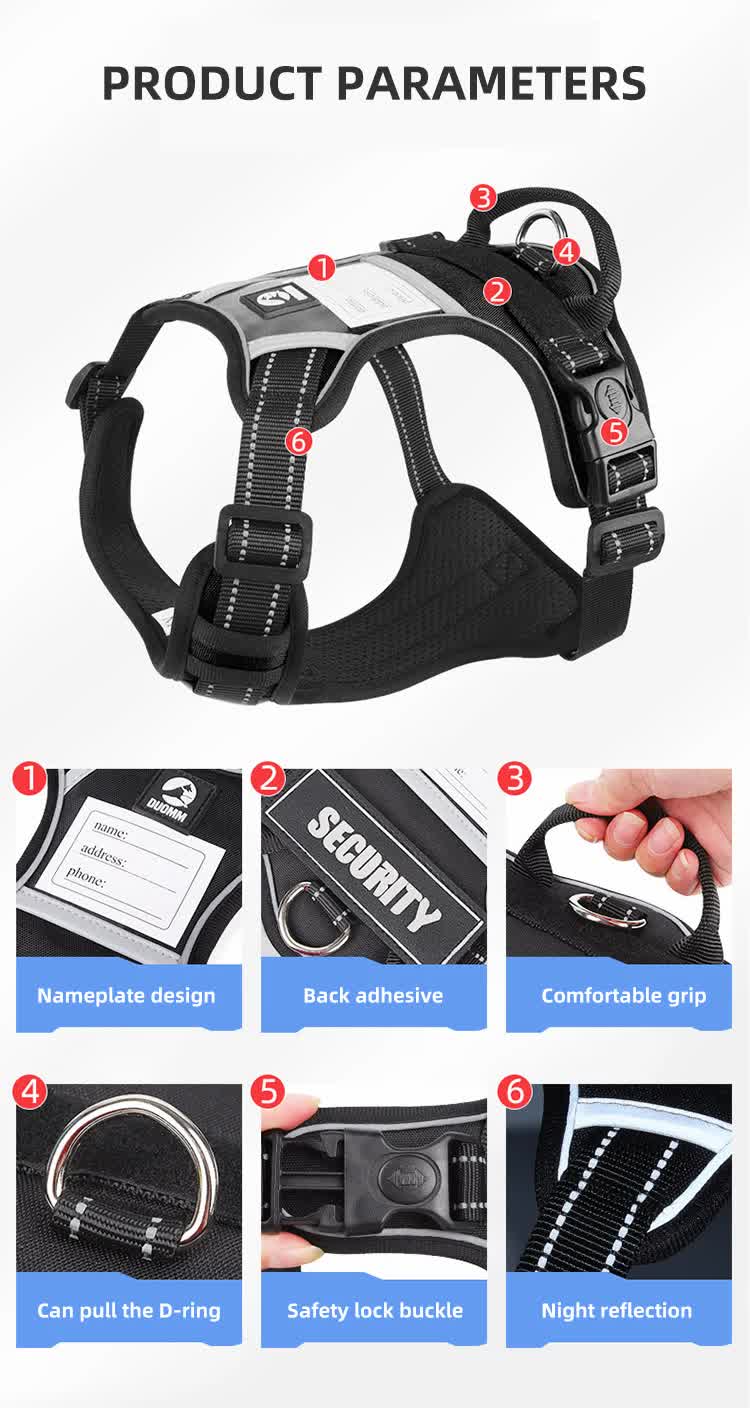 Size XL Purple Reflective No-Pull Dog Harness - Adjustable & Durable for Large Breeds, Anti-Escape Design