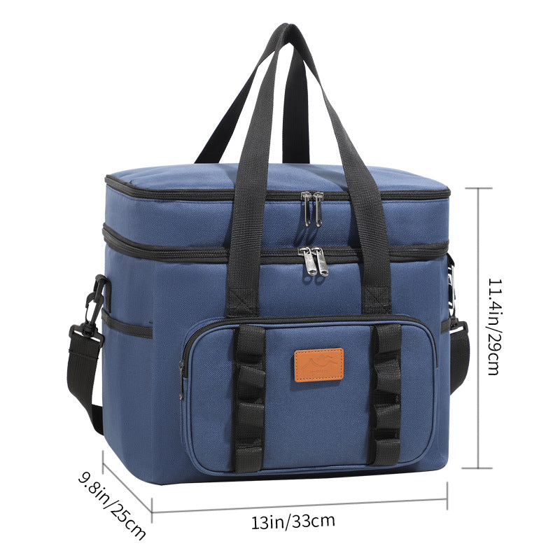 Navy Blue 23L Extra Large Insulated Cooler Bag with Double Layers - Perfect for Camping, Picnics, and Outdoor Adventures