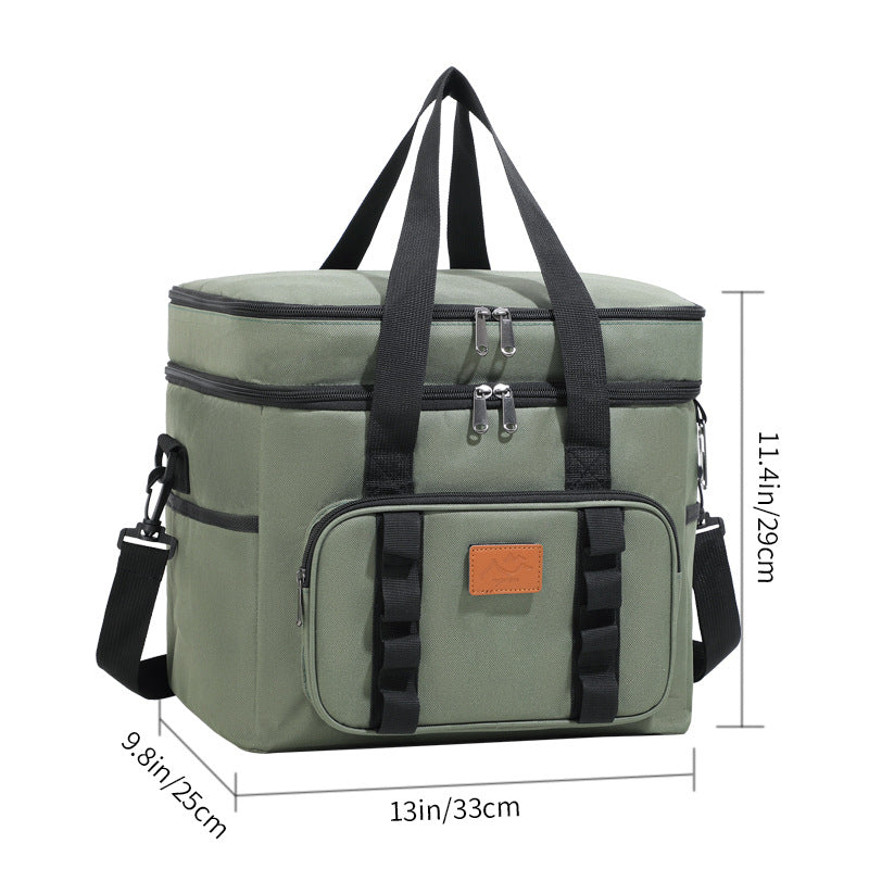 Green 23L Extra Large Insulated Cooler Bag with Double Layers - Perfect for Camping, Picnics, and Outdoor Adventures