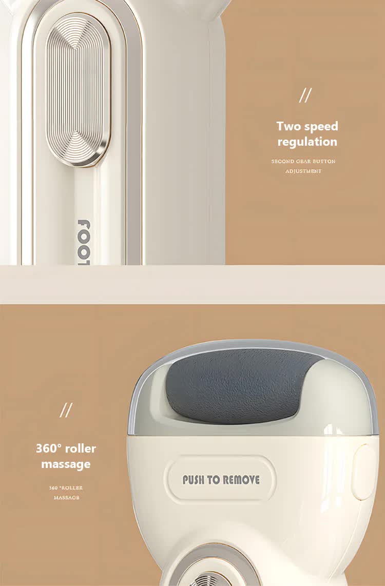Beige Electric Foot Grinder with USB Charging - Dual-Speed Callus Remover for Smooth, Exfoliated Feet