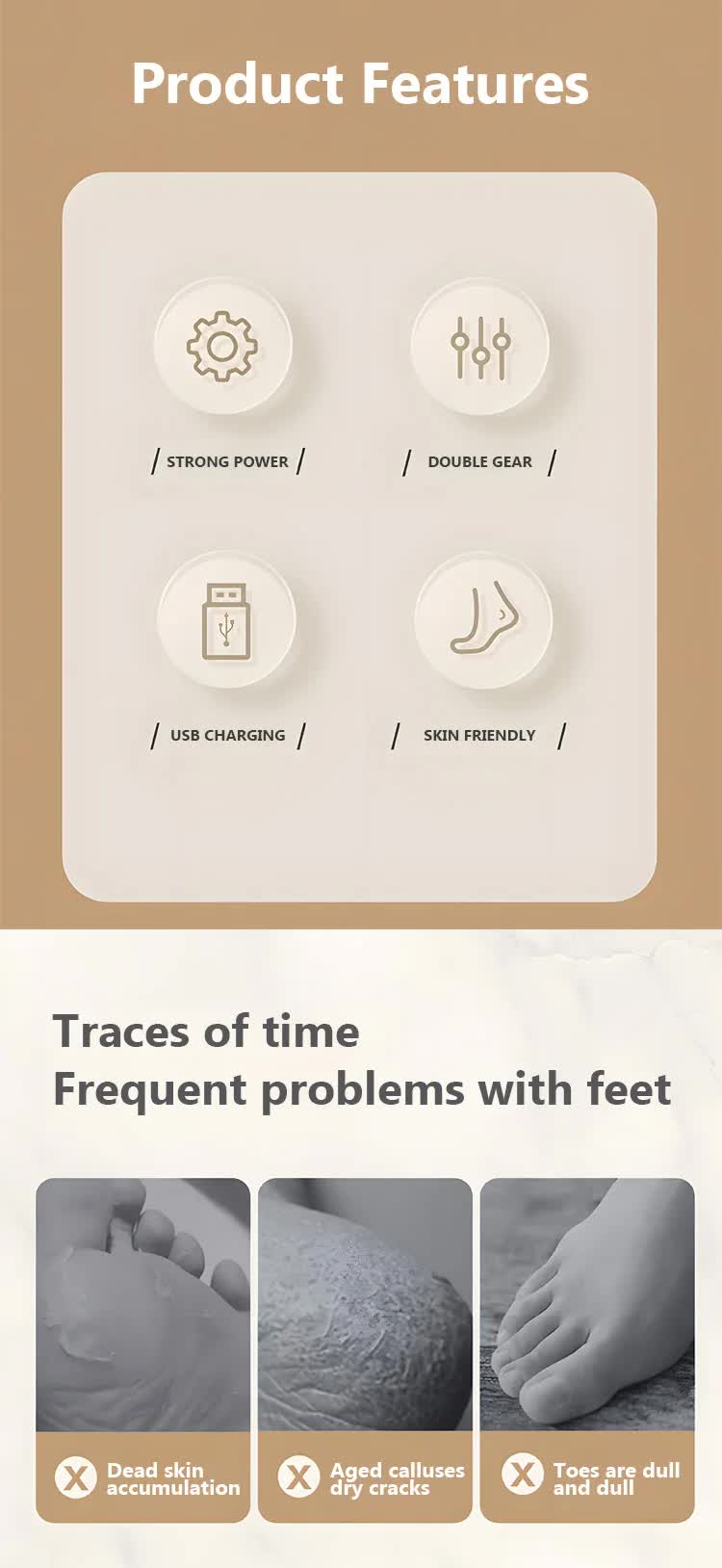 Light Purple Electric Foot Grinder with USB Charging - Dual-Speed Callus Remover for Smooth, Exfoliated Feet