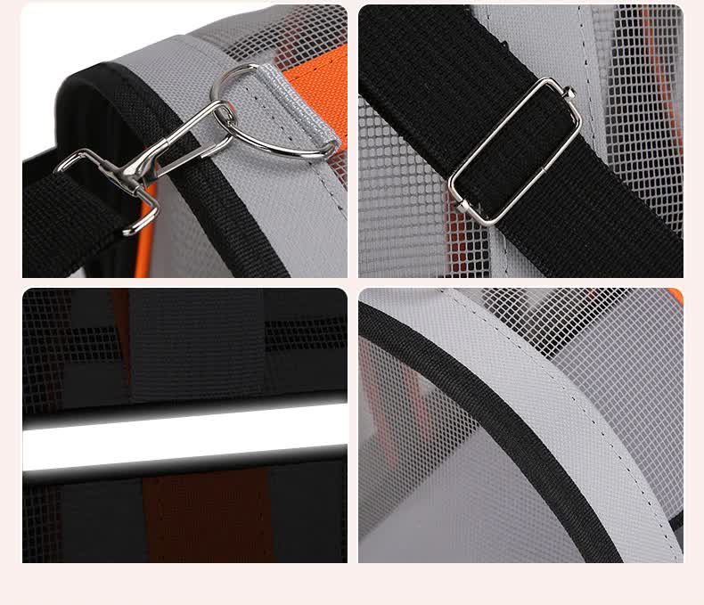 Size M Light Green And White Foldable Pet Carrier Bag - Lightweight, Breathable, and Spacious for All Seasons