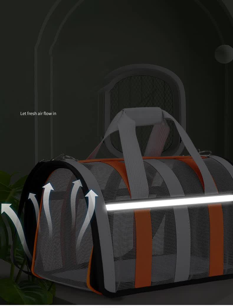 Size M Pink And White Foldable Pet Carrier Bag - Lightweight, Breathable, and Spacious for All Seasons