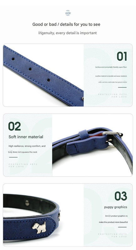 2 PCS Soft Leather Dog Collar - Adjustable & Durable for Medium/Large Dogs M-58*2.5cm