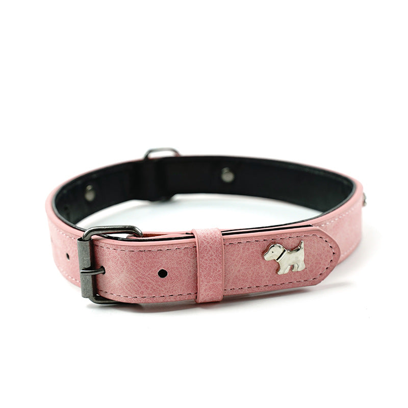 2 PCS Soft Leather Dog Collar - Adjustable & Durable for Medium/Large Dogs M-58*2.5cm