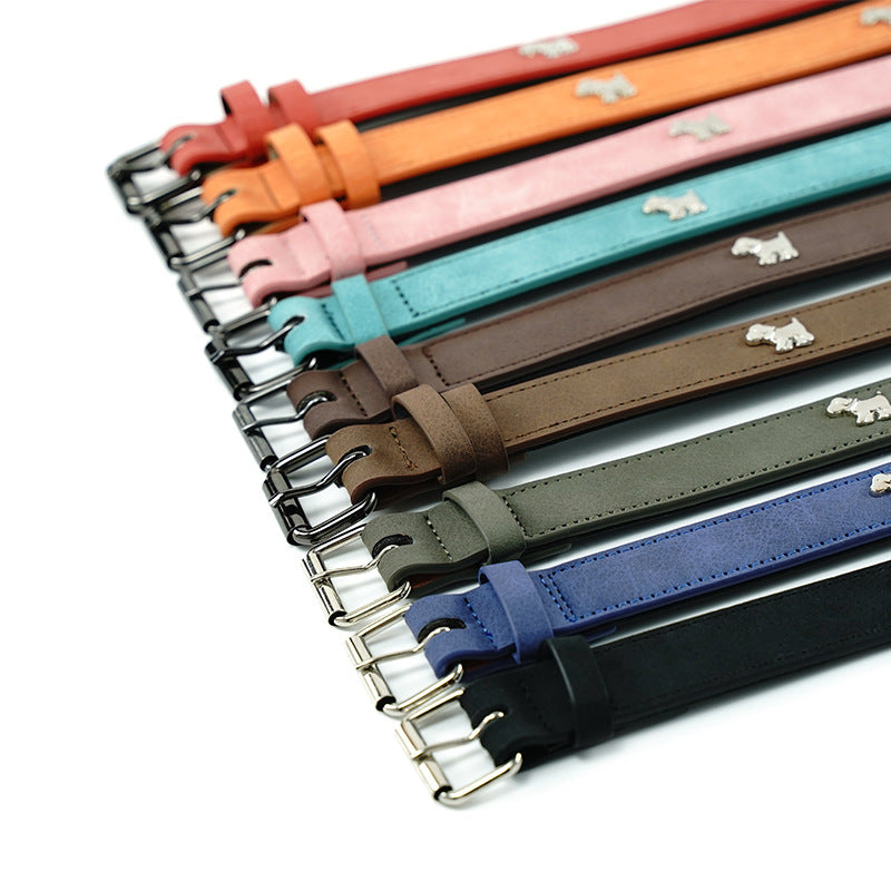 2 PCS Soft Leather Dog Collar - Adjustable & Durable for Medium/Large Dogs M-58*2.5cm