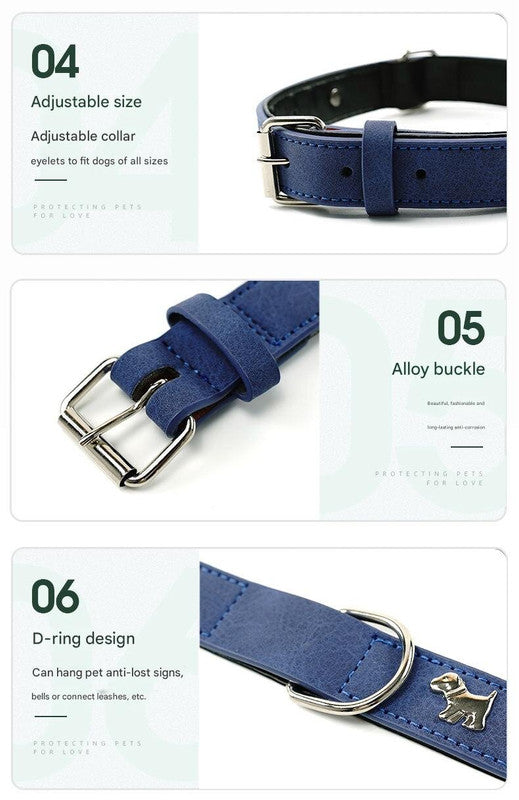 2 PCS Soft Leather Dog Collar - Adjustable & Durable for Medium/Large Dogs M-58*2.5cm