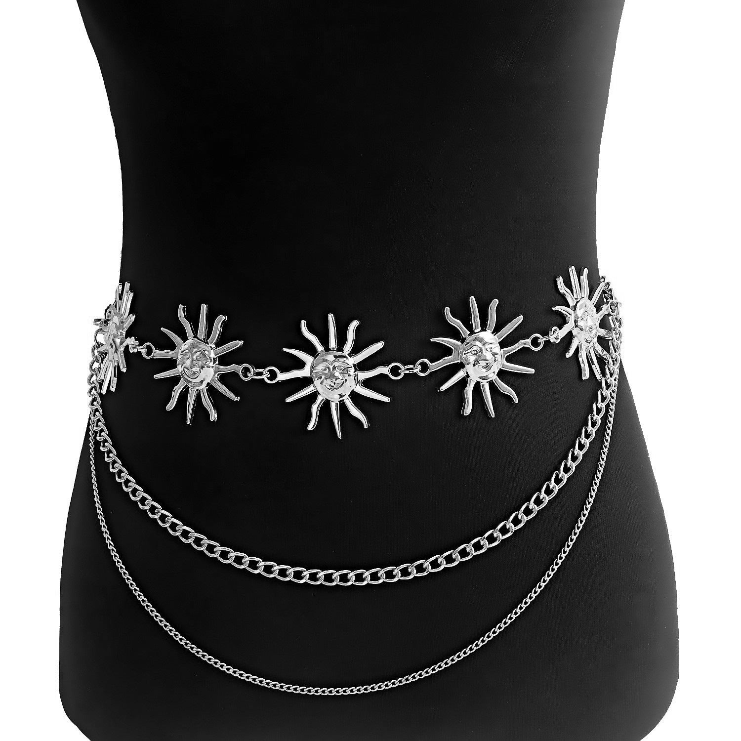 2 PCS Style 1Statement Body Chain Belt - Women's Sun Flower Waist Jewelry