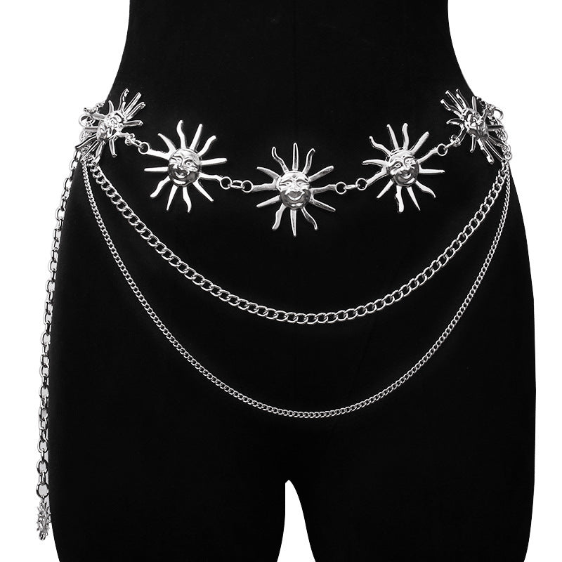 2 PCS Style 1Statement Body Chain Belt - Women's Sun Flower Waist Jewelry