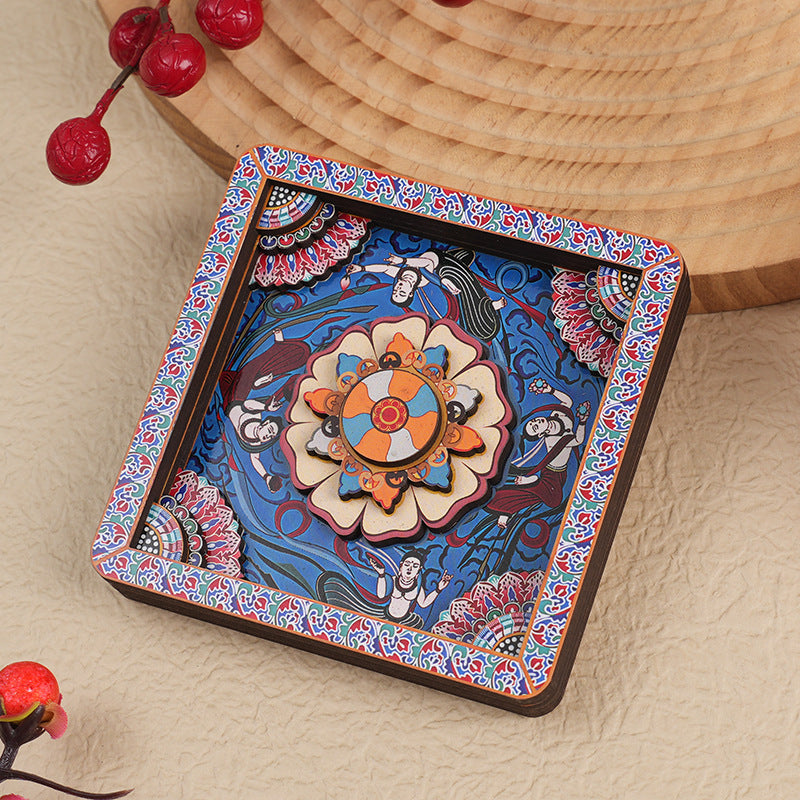 2-PCS 3D Wooden Fridge Magnet - Dunhuang Art Style, Creative Gift Style 1