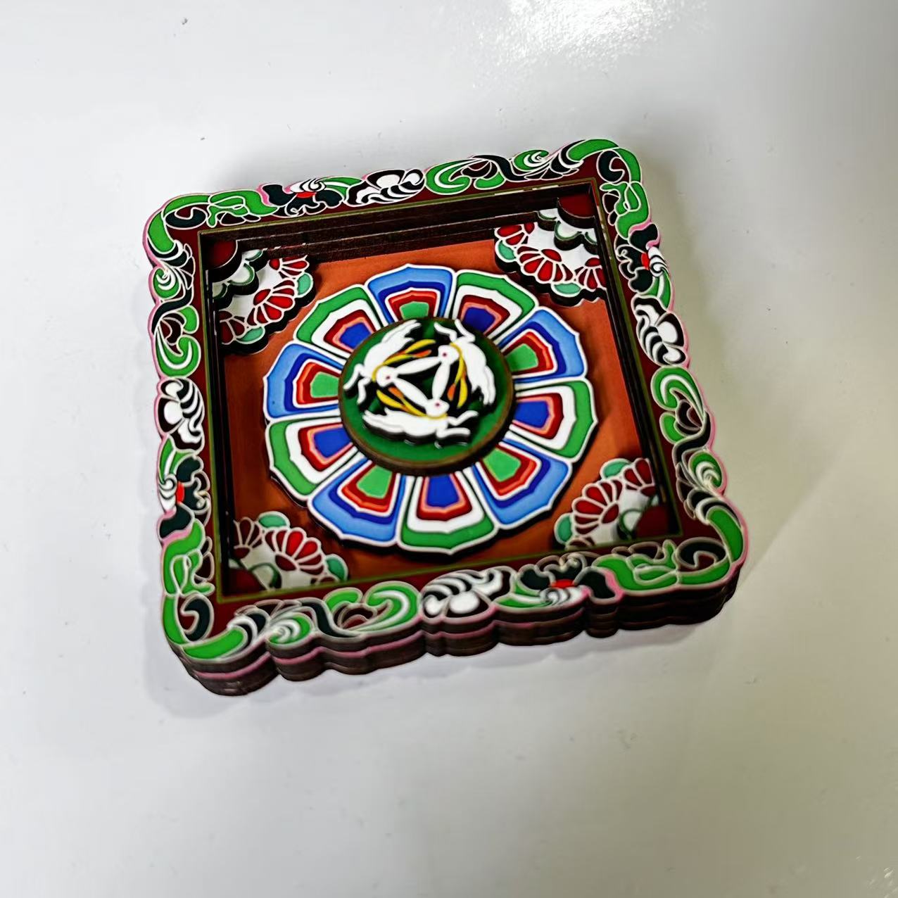 2-PCS 3D Wooden Fridge Magnet - Dunhuang Art Style, Creative Gift Style 5