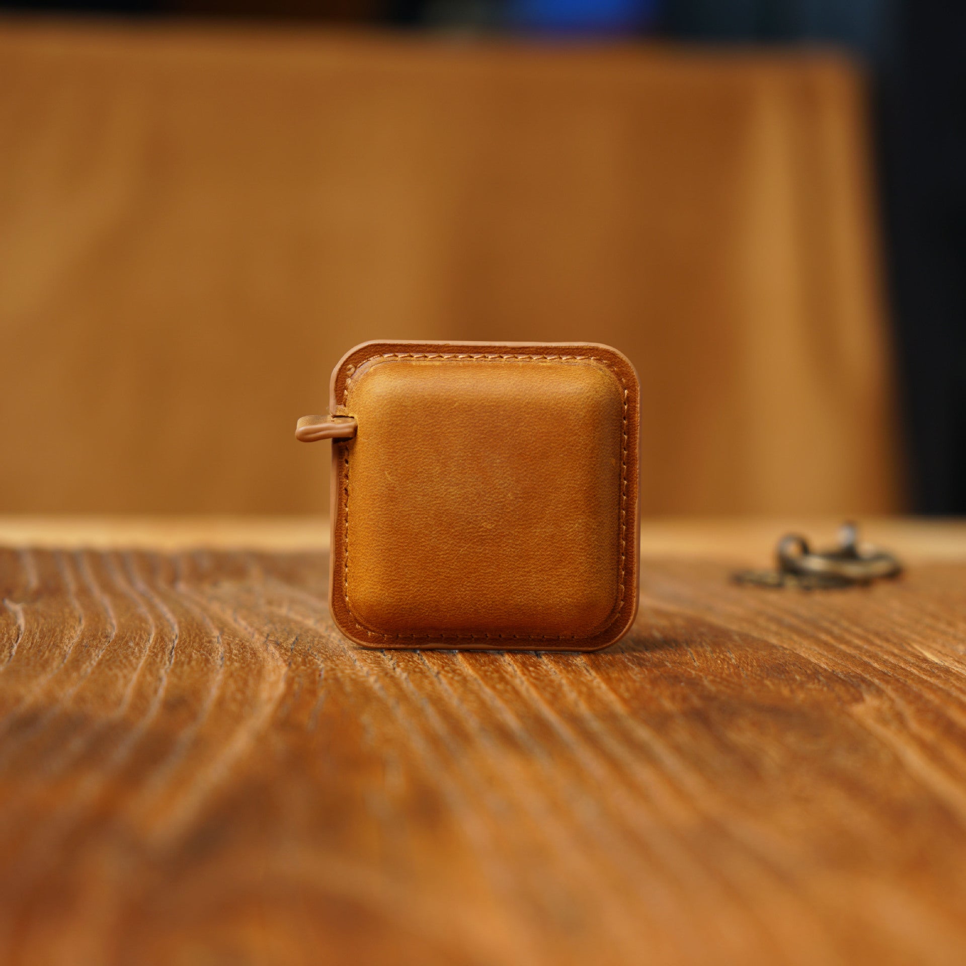 Brown Mini Leather Tape Measure - 1.5m/60in - Square Solid Color