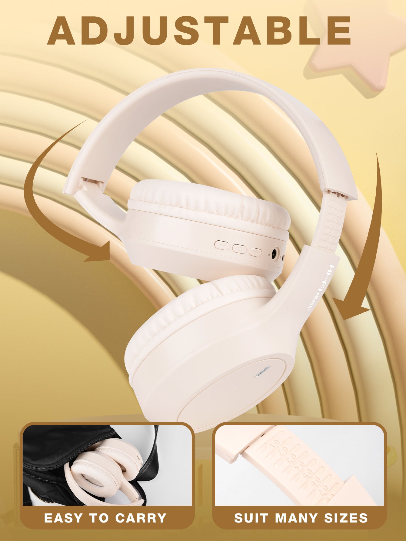 Khaki Over-Ear Wireless Headphones - Immersive Sound, 360° Surround Sound